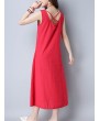 Casual Cross Strap Backless Loose Sleeveless O-neck Dress For Women