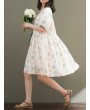 Vintage Women Trees Printed Drawstring Short Sleeve Dresses