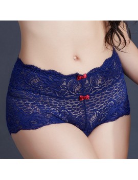 Sexy High Waisted Cotton Crotch Bowknot Hollow Panties