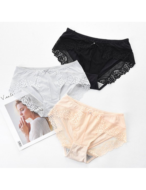 Lace-trim Seamless Cotton Crotch Low Rise Panties