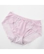 Lace-trim Seamless Cotton Crotch Low Rise Panties