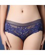 Flower Embroidery Lace Low Cut Seamless Pure Cotton Panties