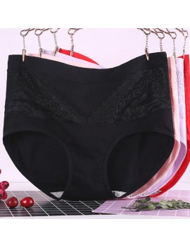 Plus Size High Waisted Cotton Lace Full Hip Panties