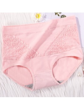 Plus Size High Waisted Cotton Lace Full Hip Panties