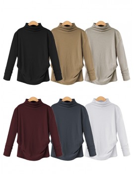 Solid Color High Neck Bottoming Long Sleeve T-Shirts