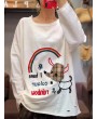 Embroidery Patch Long Sleeve Casual T-Shirt