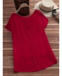 Solid Color Casual Round Neck Half Sleeve T-shirts For Women