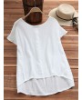 Solid Color Casual Round Neck Half Sleeve T-shirts For Women