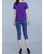 Casual Patchwork Short Sleeve Pile Collar T-shirt For Women