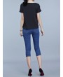 Casual Patchwork Short Sleeve Pile Collar T-shirt For Women