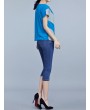 Casual Patchwork Short Sleeve Pile Collar T-shirt For Women