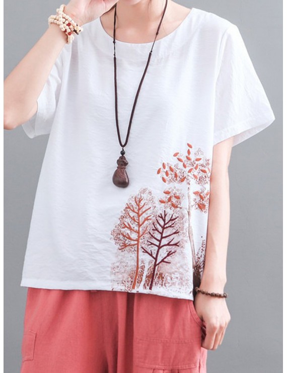 Vintage Embroidery Short Sleeve Summer T-Shirt