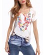 Women Print Crew Neck Short Sleeve Casual T-Shirt