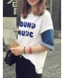 Letters Printed Patchwork Short Sleeve T-shirts