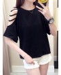 Solid Color Off The Shoulder Short Sleeve O-neck T-Shirts