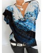 Printed Cowl Neck Short Bat-wing Sleeve T-Shirts