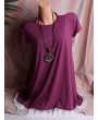 Lace Hem Short Sleeve O-neck Casual T-shirts