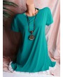 Lace Hem Short Sleeve O-neck Casual T-shirts