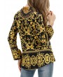 Retro Print Long Sleeve Strap Shirt For Women