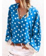 Lace Patchwork Polka Dot Long Sleeve Blouse For Women