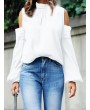 Chic Off The Shoulder Solid Color Half Neck Blouse