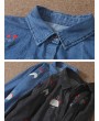 Casual Print Trun-down Collar Button Denim Shirt