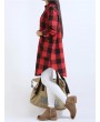 Women Long Sleeve Boyfriend Scottish Plaid Pockets Button Blouses