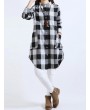 Women Long Sleeve Boyfriend Scottish Plaid Pockets Button Blouses