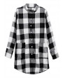 Women Long Sleeve Boyfriend Scottish Plaid Pockets Button Blouses