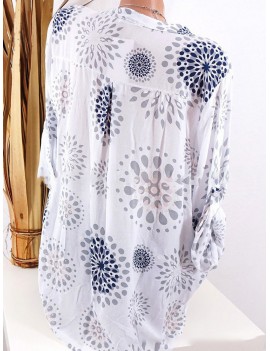 Loose Print Long Sleeve Casual Blouse For Women