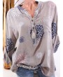 Loose Print Long Sleeve Casual Blouse For Women