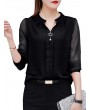 Chiffon Solid Color Long Sleeve Shirts