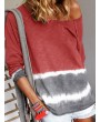 Strip Patchwork Long Sleeve O-neck Shirt For Women