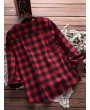 Women Check Plaid Long Sleeve Irregular Hem Loose Blouses