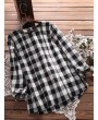 Women Check Plaid Long Sleeve Irregular Hem Loose Blouses