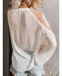 Sexy Perspective V-neck Long Sleeve Blouse