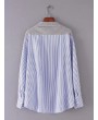 Casual Stripe Patchwork Irregular Long Sleeve Blouses For Women