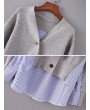 Casual Stripe Patchwork Irregular Long Sleeve Blouses For Women