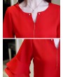 Chiffon Solid Color Bell Sleeve O-neck T-shirt