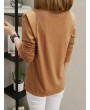 Solid Color O-neck Long Sleeve Casual Blouse