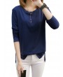 Solid Color O-neck Long Sleeve Casual Blouse