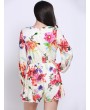 Women V-neck Long Sleeve Floral Printed Jumpsuit