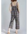 Plaid Print Wide Leg Spaghetti Straps Women Casual Romper