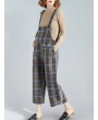 Plaid Print Wide Leg Spaghetti Straps Women Casual Romper