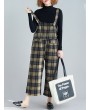 Plaid Print Wide Leg Spaghetti Straps Women Casual Romper