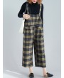 Plaid Print Wide Leg Spaghetti Straps Women Casual Romper