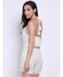 Women Casual Stripe Halterneck Backless Lace-up Sleeveless Short Jumpsuits