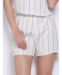 Women Casual Stripe Halterneck Backless Lace-up Sleeveless Short Jumpsuits