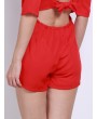 Women Sexy Backless Bandage Bow Half Sleeve O-neck Jumpsuits