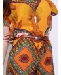 Women Casual Vintage Folk Off Shoulder Geo Print Short Sleeve Jumpsuit